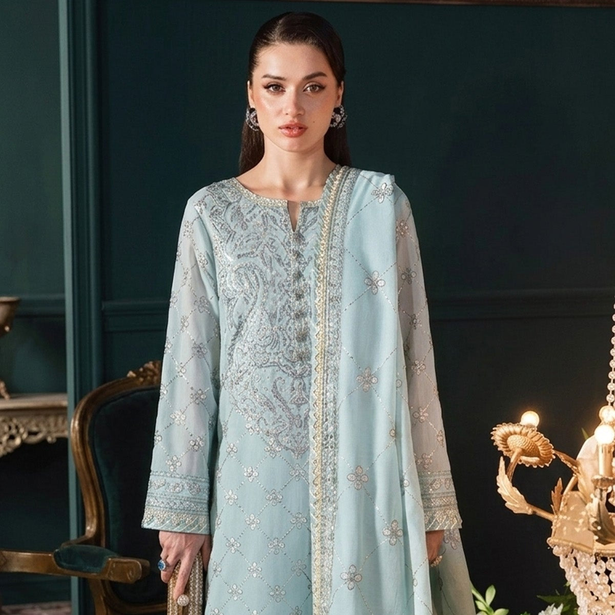 Asim Jofa Ebroided Lawn Unstitched 3 - Piece | Summer Collection - Tarz.e.Husan