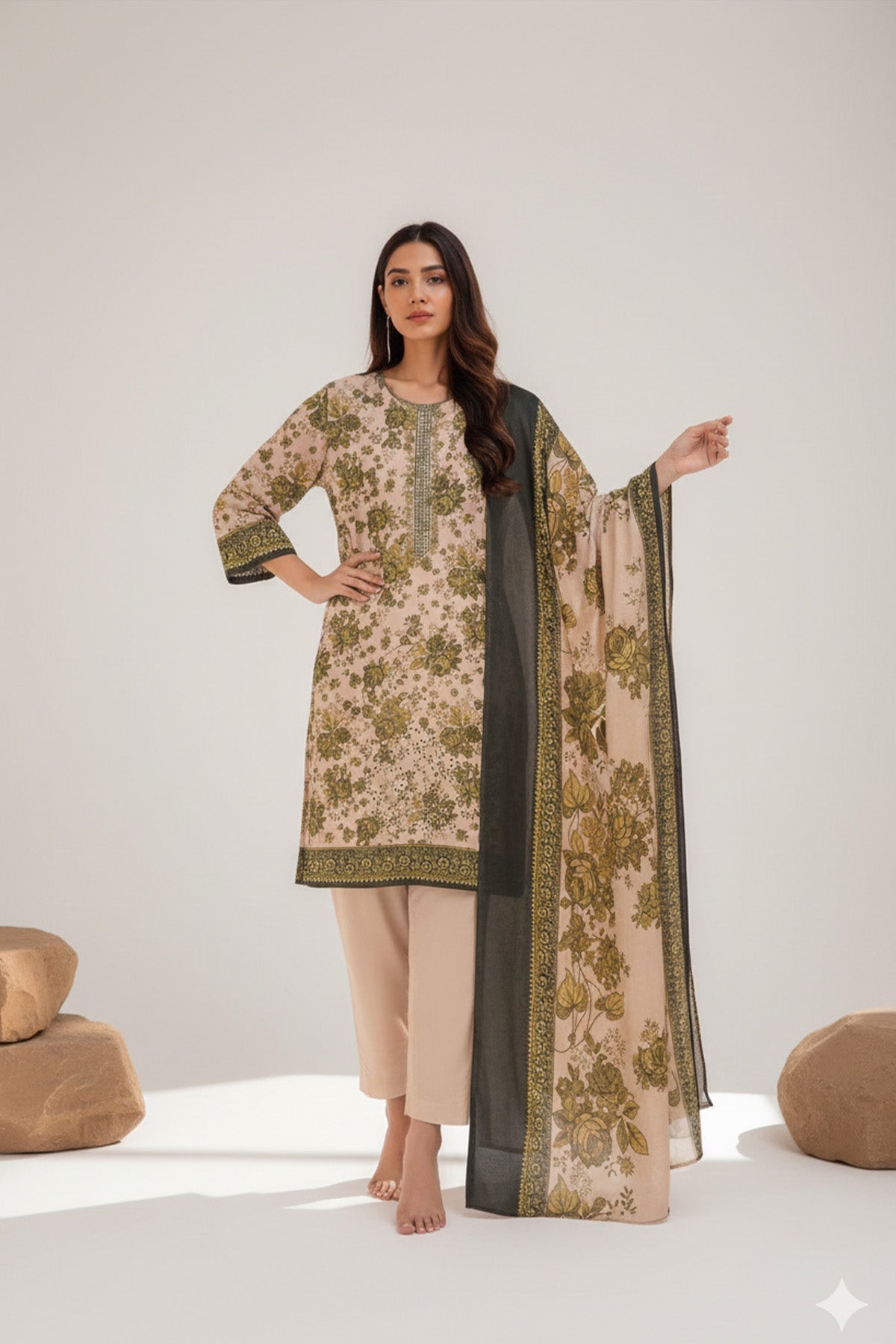 ELLENA Printed & Embroidered Lawn Unstitched 3 - Piece | Summer Collection - Tarz.e.Husan