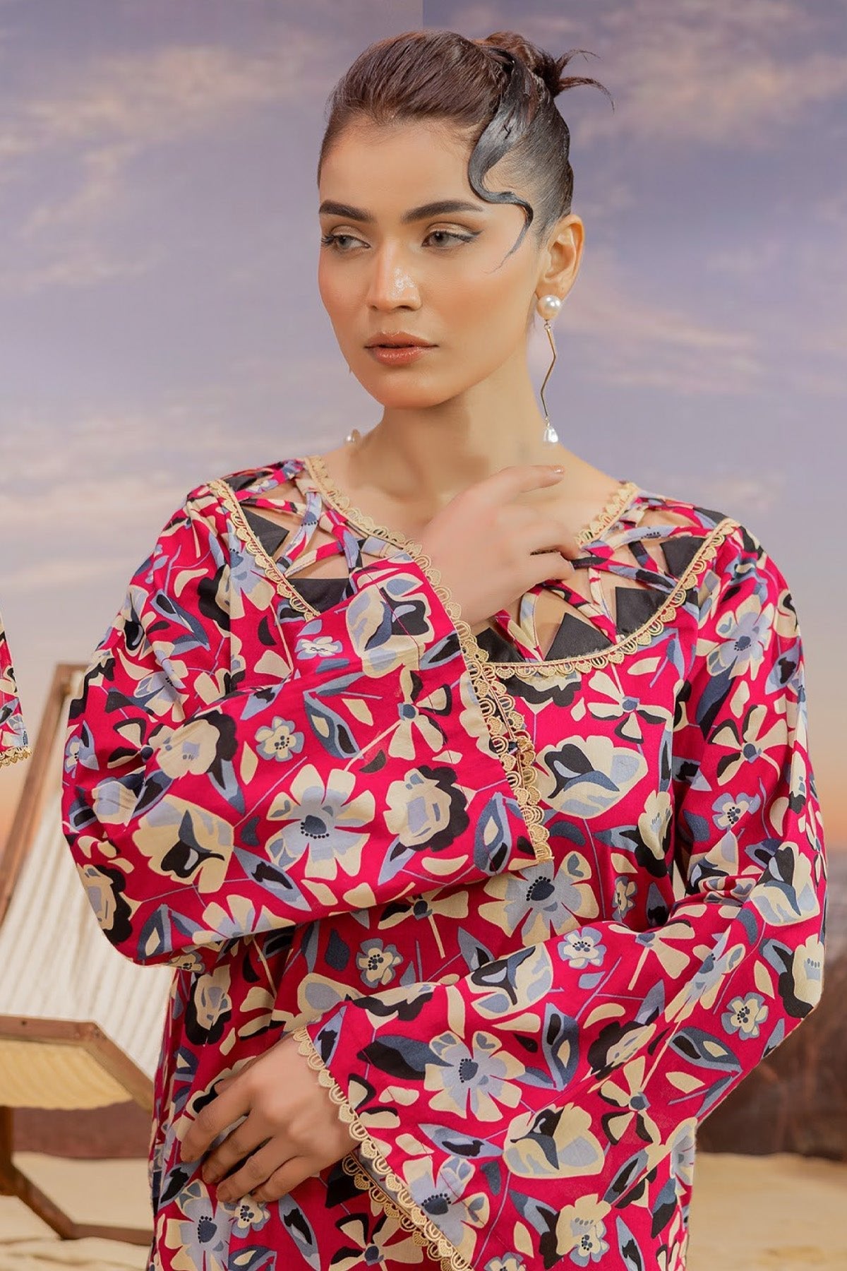 Orang Lawn 2 - Piece Unstitched | All Over Print - Tarz.e.Husan