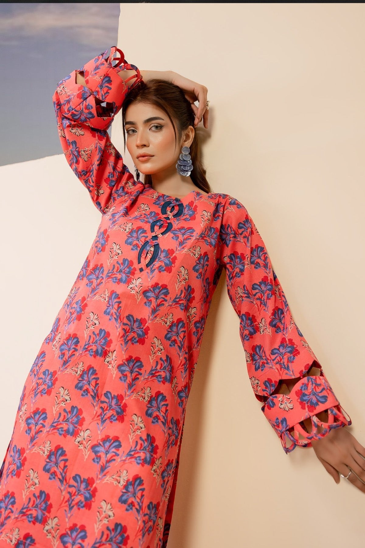 Orang Lawn 2 - Piece Unstitched | Pink Print - Tarz.e.Husan