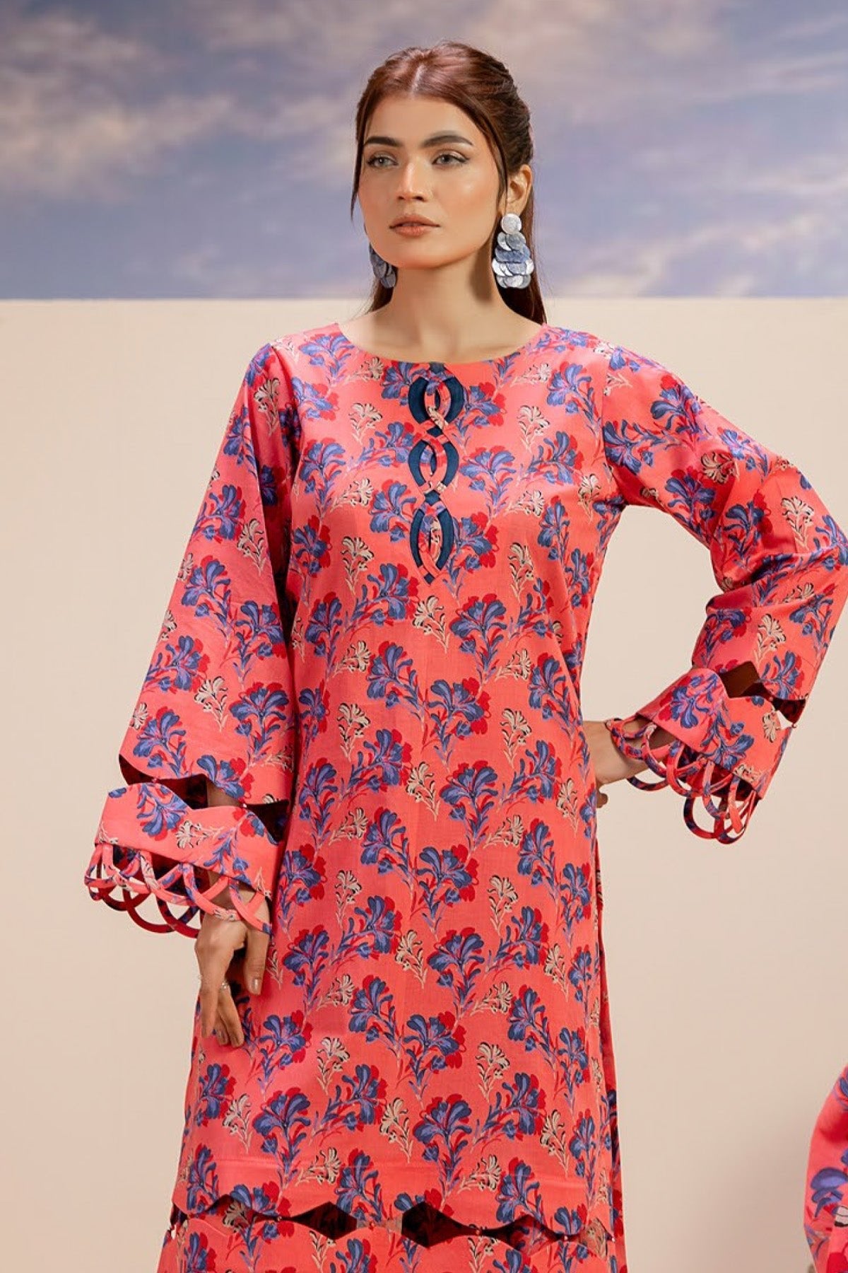 Orang Lawn 2 - Piece Unstitched | Pink Print - Tarz.e.Husan
