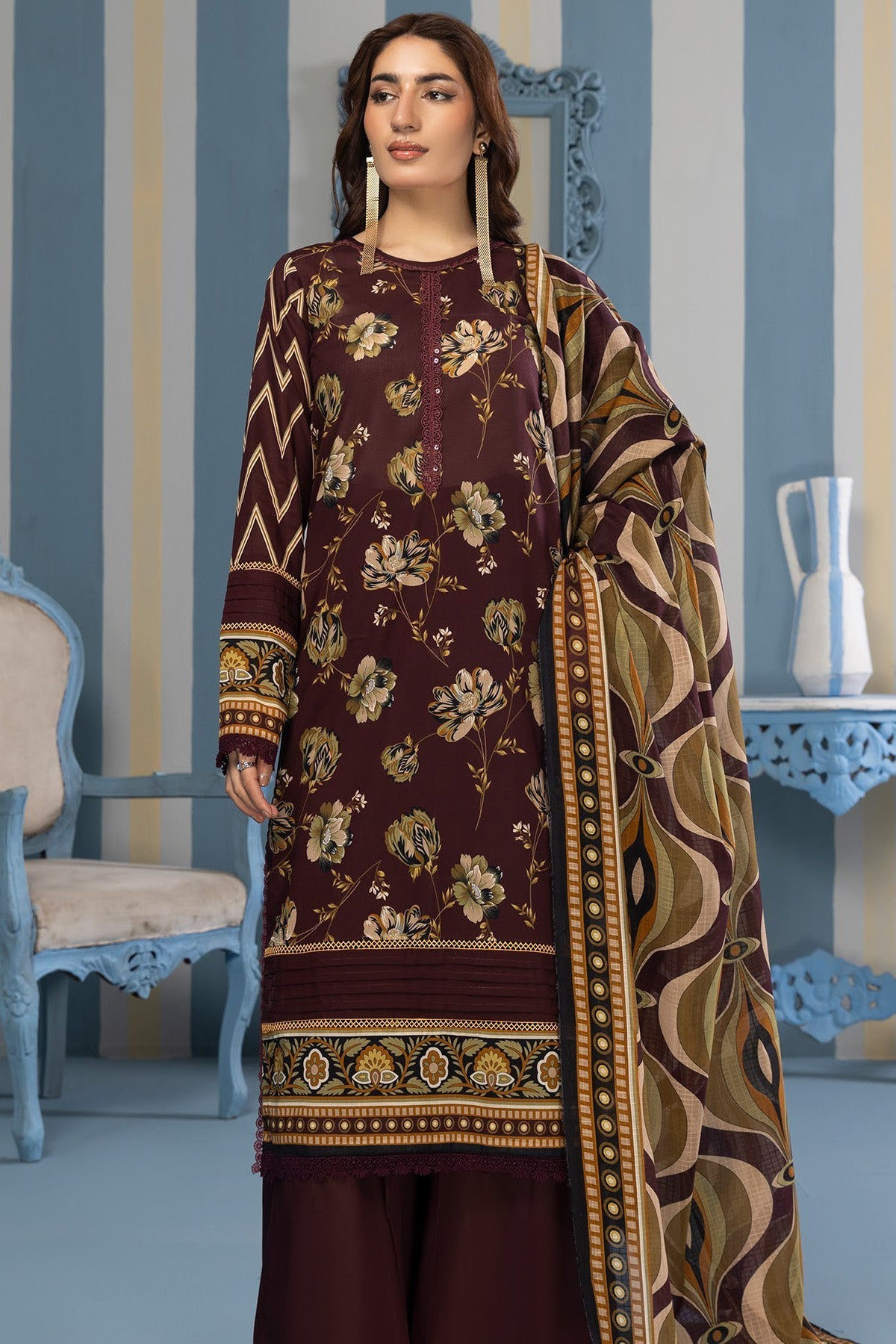 Orang Summer Lawn 3 - Piece Unstiched | All Over Print - Tarz.e.Husan