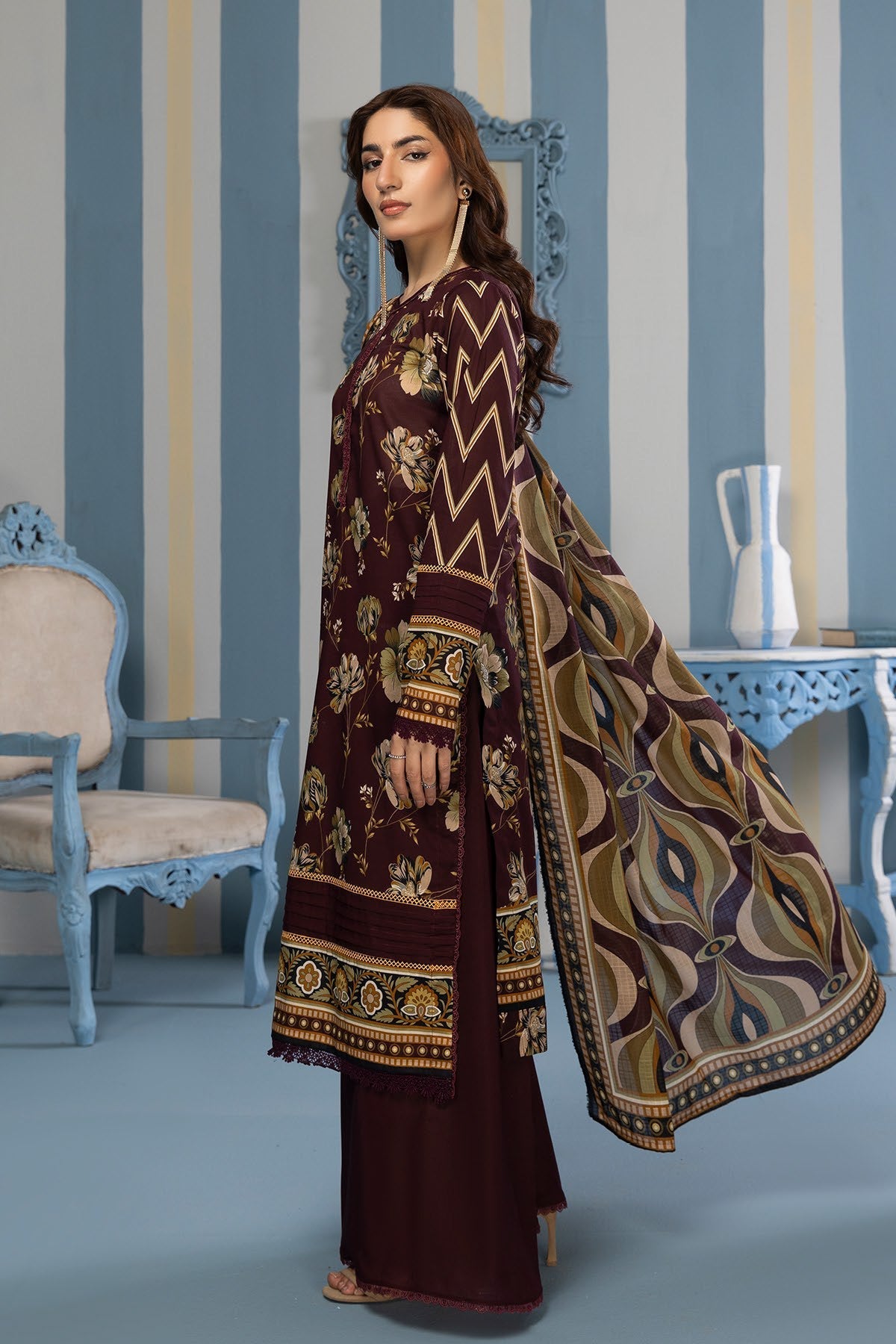 Orang Summer Lawn 3 - Piece Unstiched | All Over Print - Tarz.e.Husan