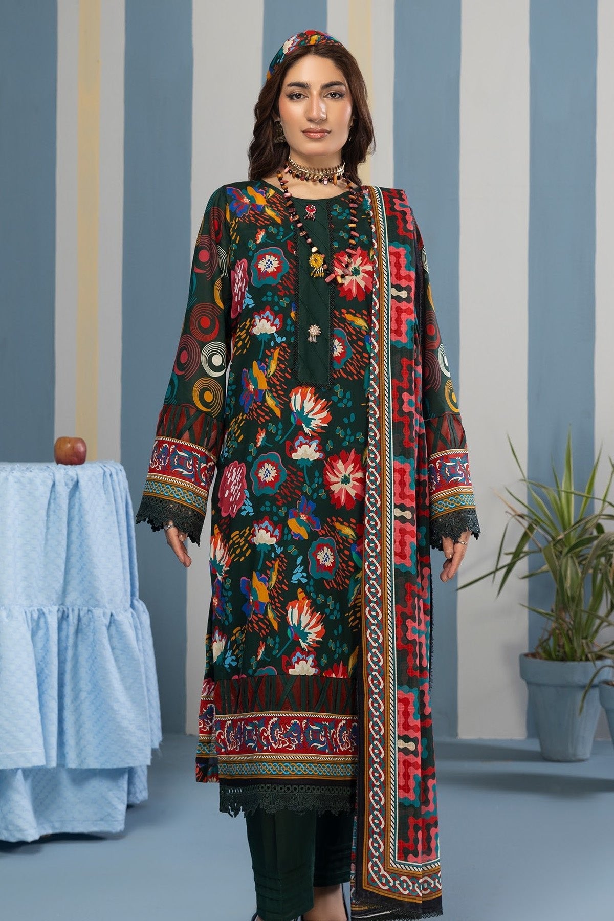 Orang Summer Lawn 3 - Piece Unstiched | Digital Print - Tarz.e.Husan