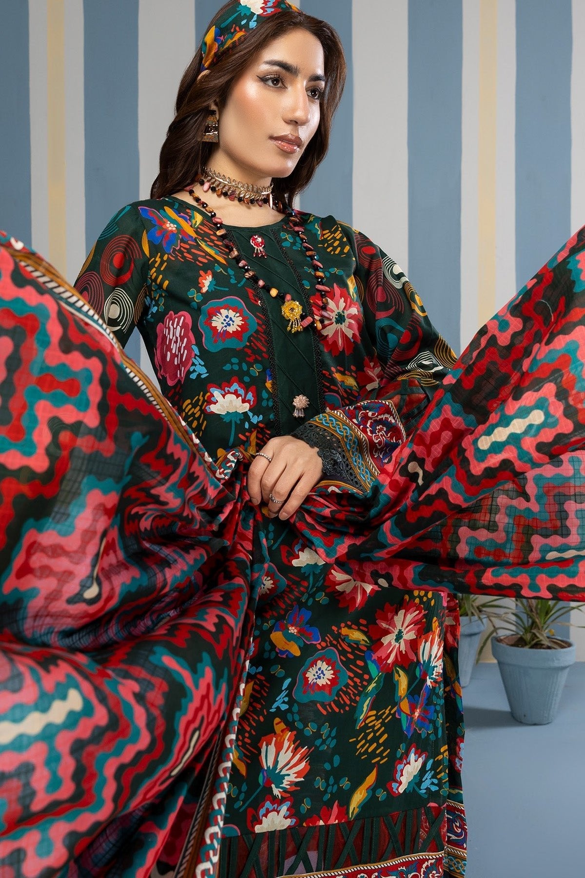 Orang Summer Lawn 3 - Piece Unstiched | Digital Print - Tarz.e.Husan