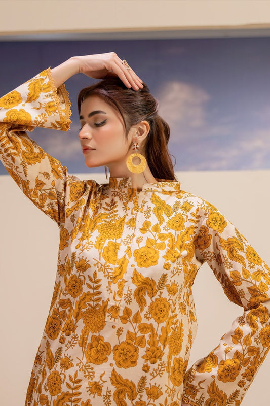 Orange Signature Lawn 2 - Piece | Yellow Print All Over - Tarz.e.Husan