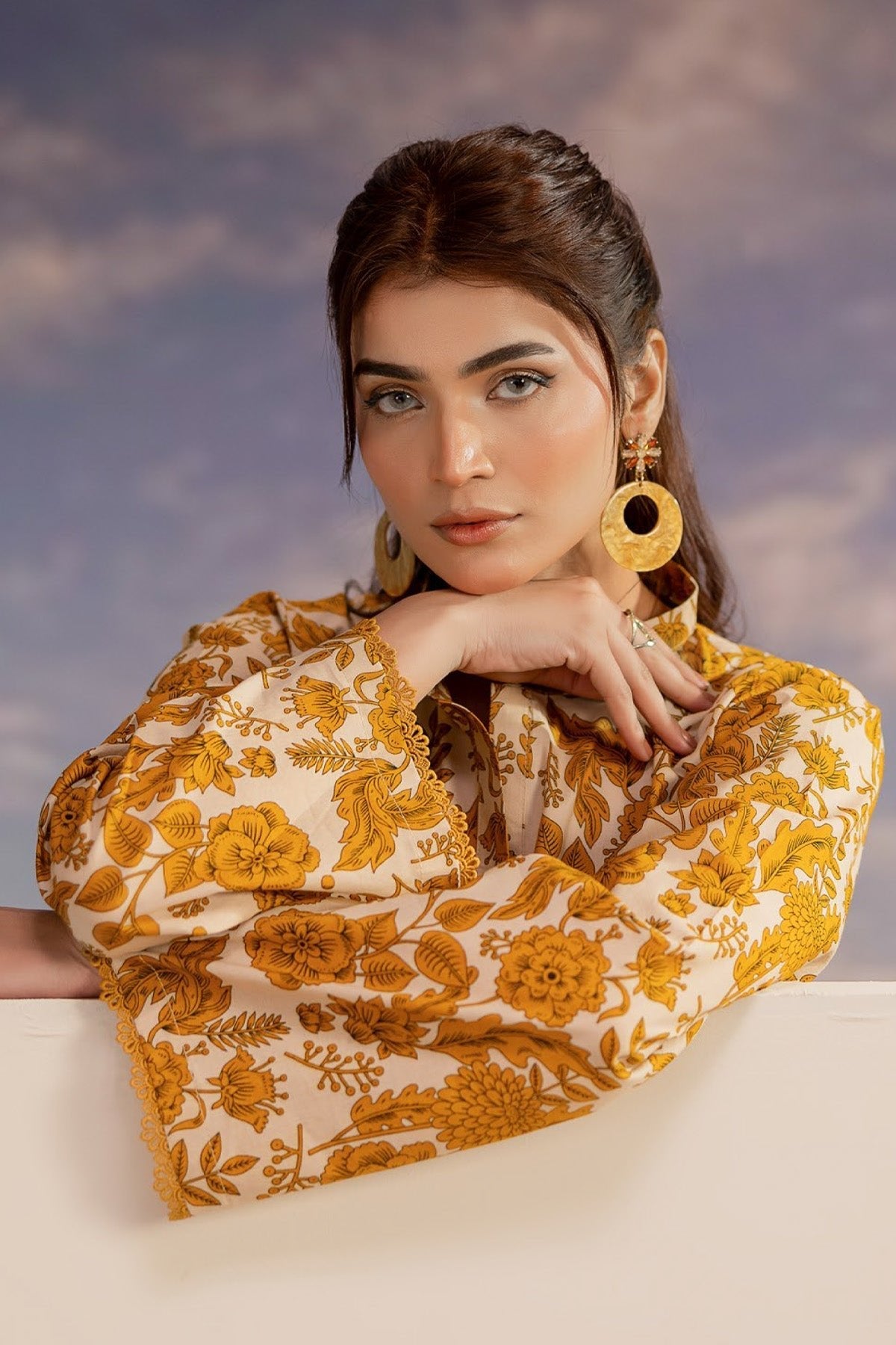 Orange Signature Lawn 2 - Piece | Yellow Print All Over - Tarz.e.Husan